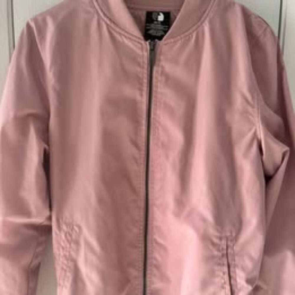 Spring Womens Pink Bomber Jacket Zip Front‎ Lightweight Size XS Oversized